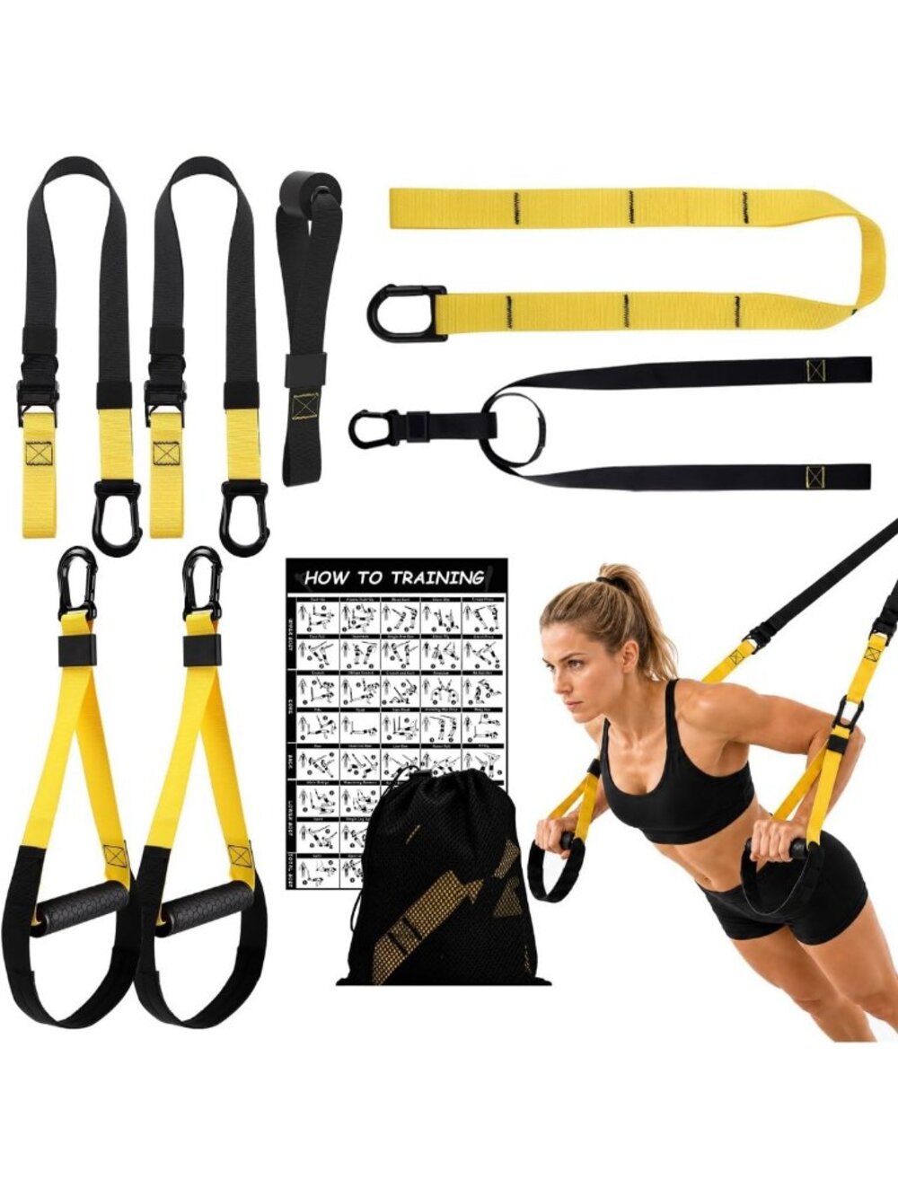 Adjustable Suspension Straps Home Resistance Training Kit for Full-Body Workouts
